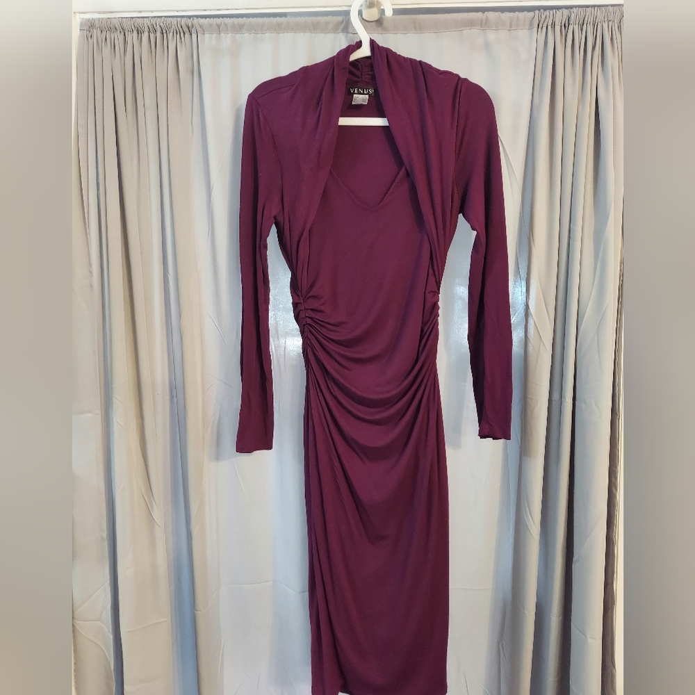 Venus BodyCon Runched Side Dress With Faux Wrap Sz Small
